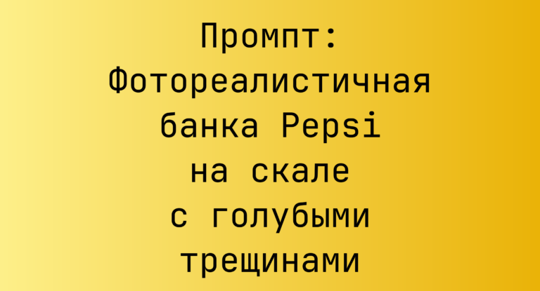 Промпт: Фотореалистичная банка Pepsi на скале с голубыми трещинами