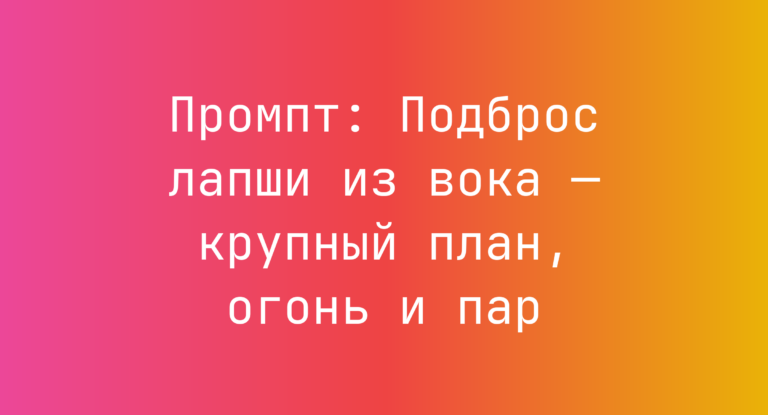 Промпт: Подброс лапши из вока — крупный план, огонь и пар