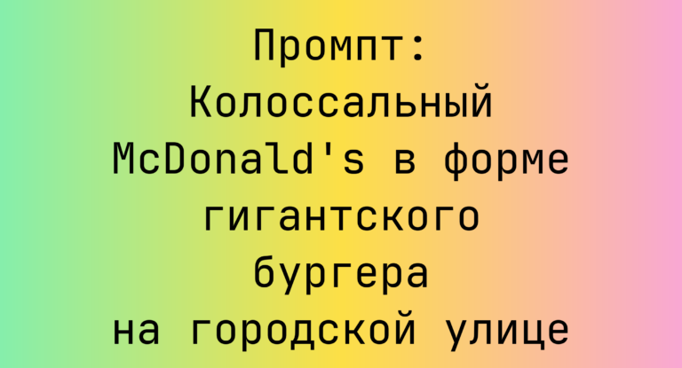 Промпт: Колоссальный McDonald’s в форме гигантского бургера на городской улице