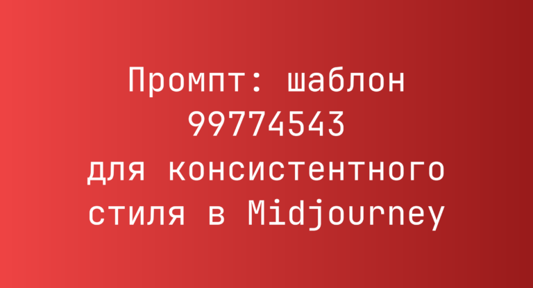 Промпт: шаблон 99774543 для консистентного стиля в Midjourney