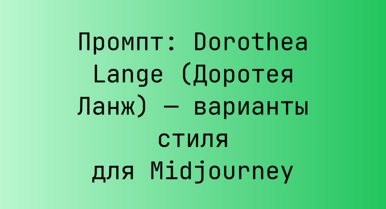 Промпт: Dorothea Lange (Доротея Ланж) — варианты стиля для Midjourney