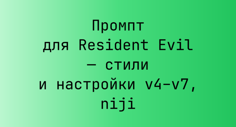 Промпт для Resident Evil — стили и настройки v4–v7, niji