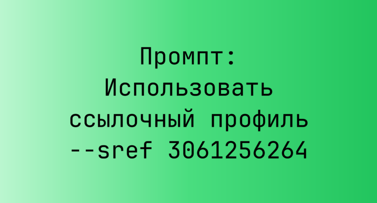 Промпт: Использовать ссылочный профиль –sref 3061256264