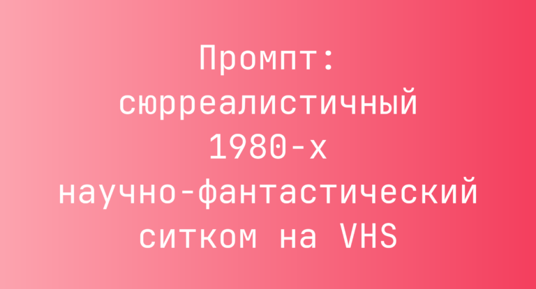Промпт: сюрреалистичный 1980-х научно-фантастический ситком на VHS