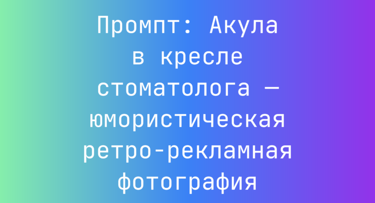 Промпт: Акула в кресле стоматолога — юмористическая ретро-рекламная фотография