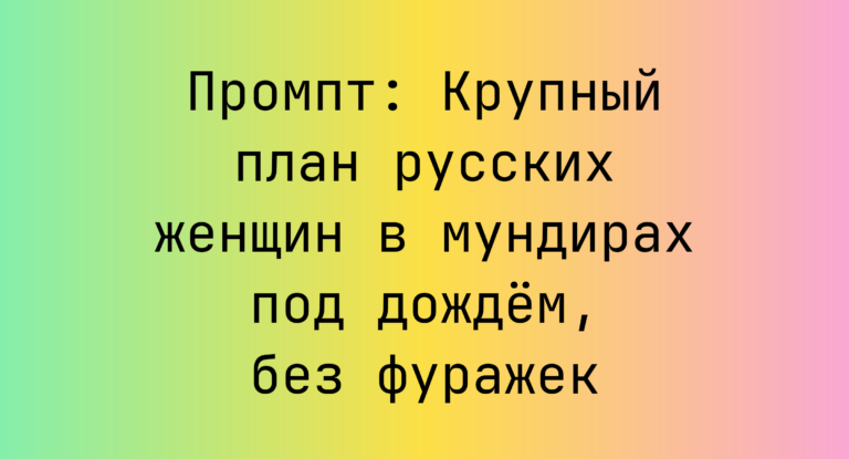 Промпт: Крупный план русских женщин в мундирах под дождем, без фуражек