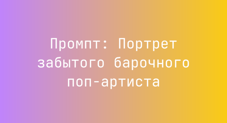 Промпт: Портрет забытого барочного поп-артиста