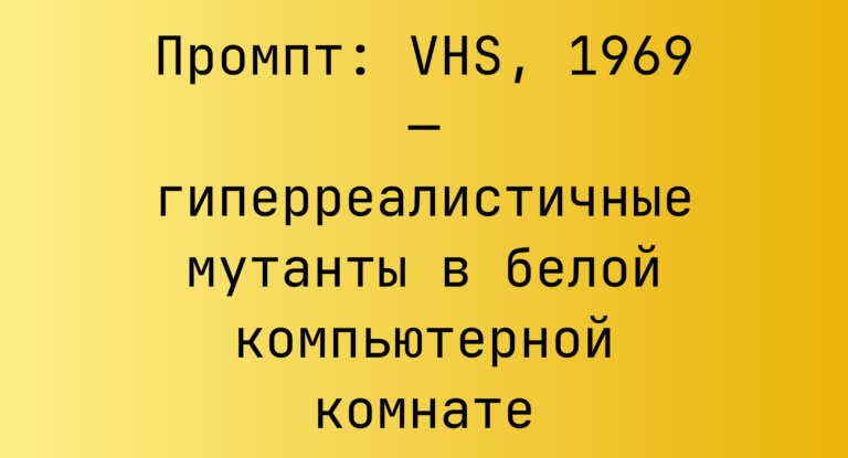 Промпт: VHS, 1969 — гиперреалистичные мутанты в белой компьютерной комнате