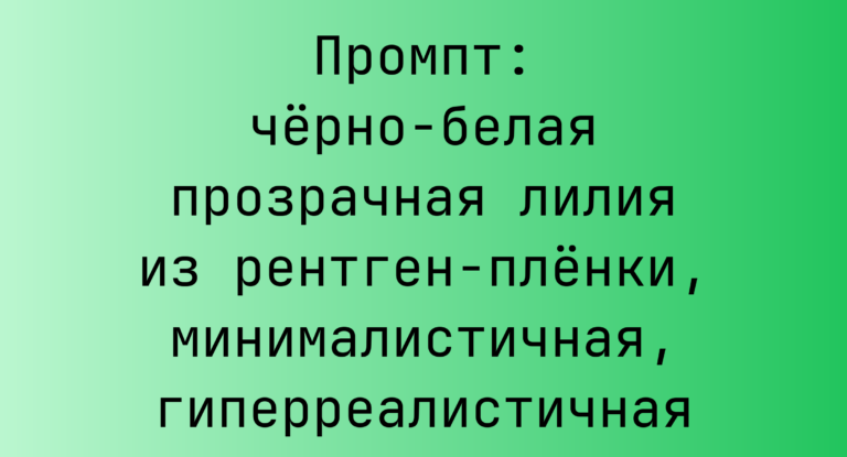 Промпт: черно-белая прозрачная лилия из рентген-пленки, минималистичная, гиперреалистичная