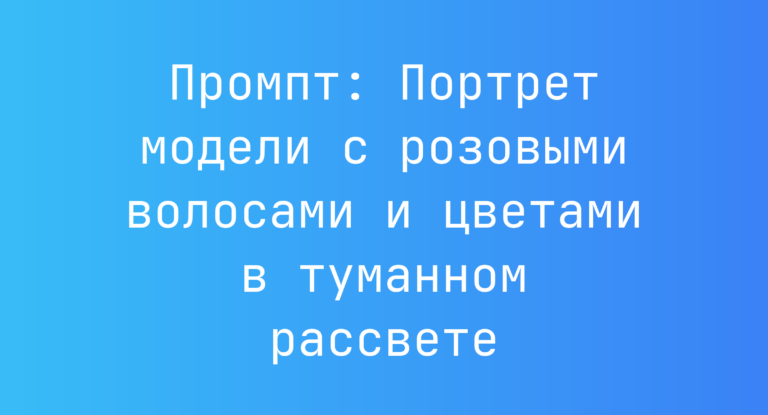 Промпт: Портрет модели с розовыми волосами и цветами в туманном рассвете