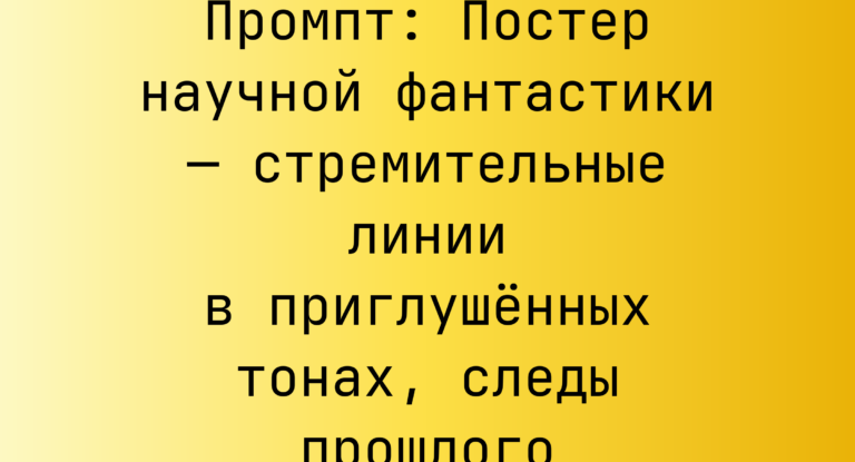 Промпт: Постер научной фантастики — стремительные линии в приглушенных тонах, следы прошлого