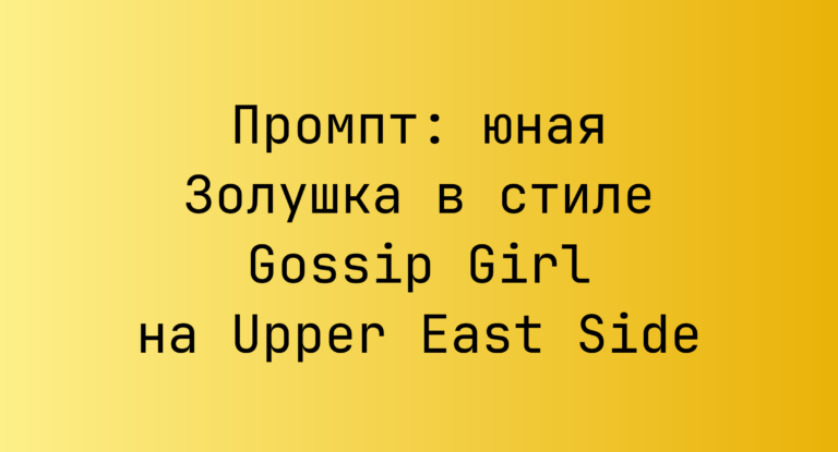 Промпт: юная Золушка в стиле Gossip Girl на Upper East Side