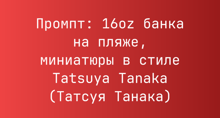 Промпт: 16oz банка на пляже, миниатюры в стиле Tatsuya Tanaka (Татсуя Танака)
