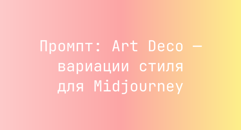 Промпт: Art Deco — вариации стиля для Midjourney