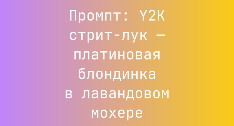 Промпт: Y2K стрит-лук — платиновая блондинка в лавандовом мохере