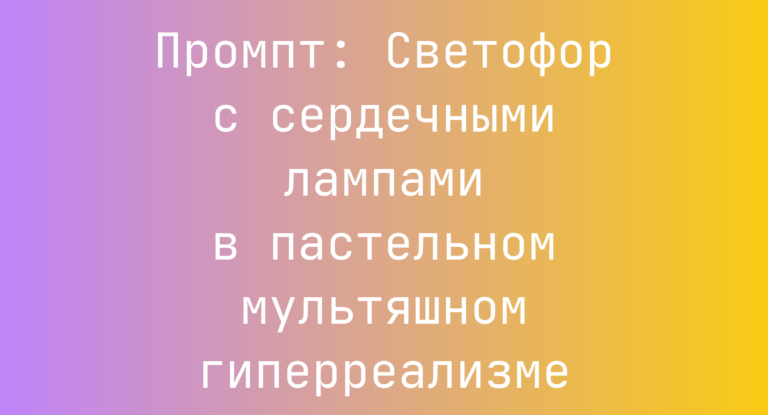 Промпт: Светофор с сердечными лампами в пастельном мультяшном гиперреализме