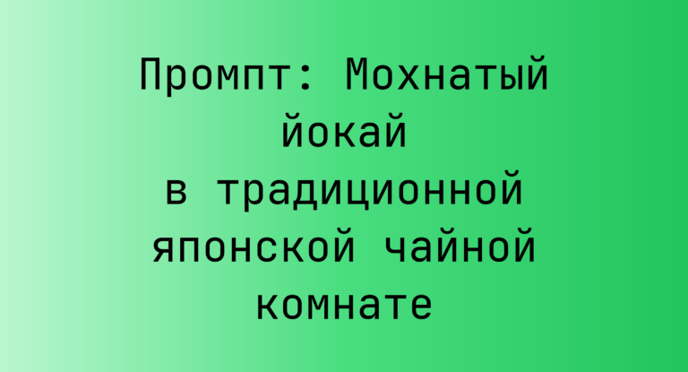 Промпт: Мохнатый йокай в традиционной японской чайной комнате