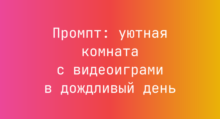Промпт: уютная комната с видеоиграми в дождливый день