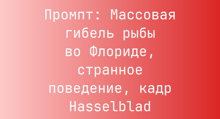 Промпт: Массовая гибель рыбы во Флориде, странное поведение, кадр Hasselblad