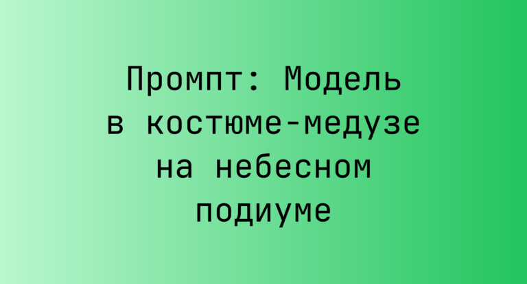 Промпт: Модель в костюме-медузе на небесном подиуме