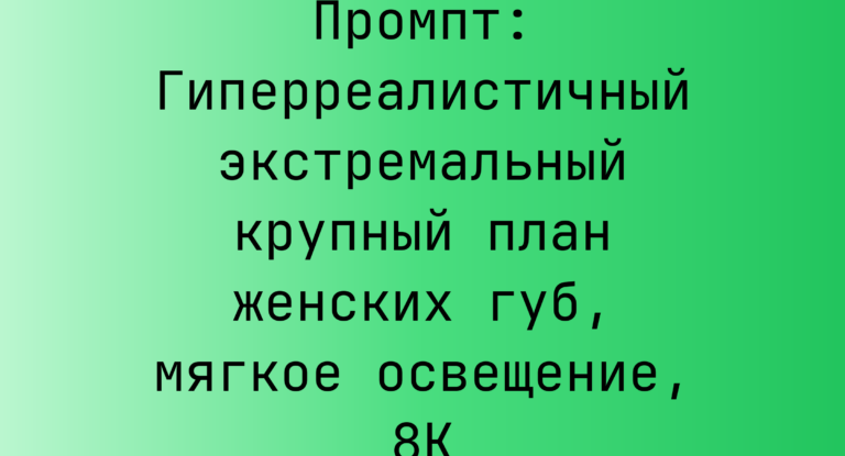Промпт: Гиперреалистичный экстремальный крупный план женских губ, мягкое освещение, 8K