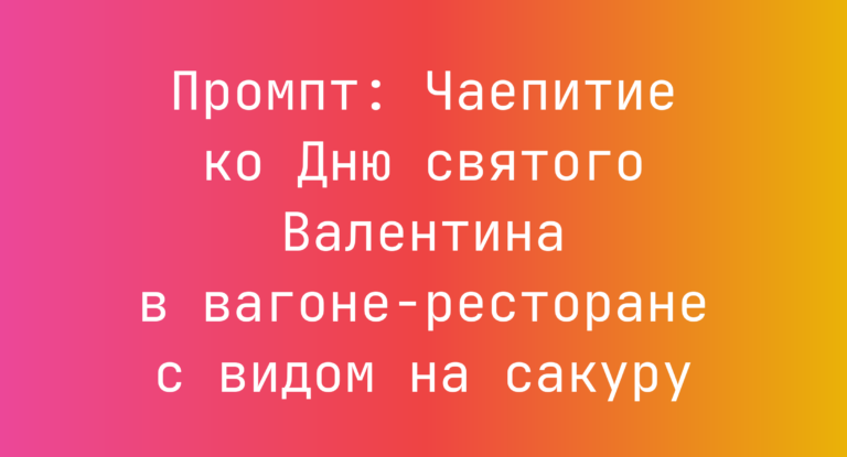 Промпт: Чаепитие ко Дню святого Валентина в вагоне-ресторане с видом на сакуру