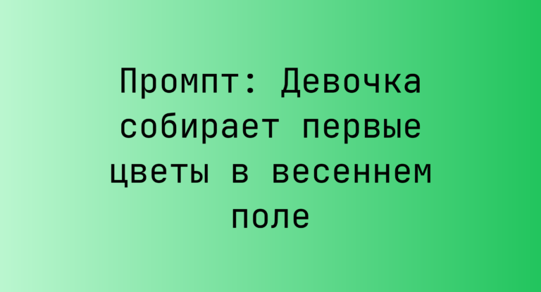 Промпт: Девочка собирает первые цветы в весеннем поле