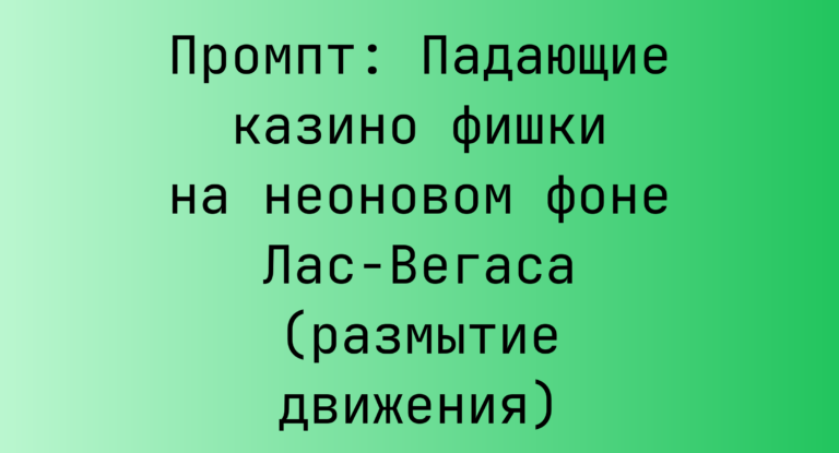 Промпт: Падающие казино фишки на неоновом фоне Лас-Вегаса (размытие движения)