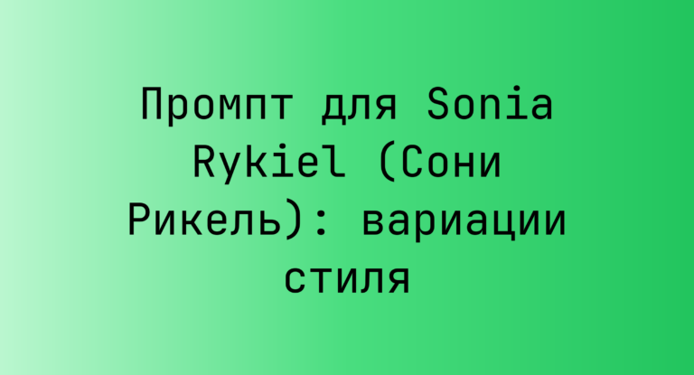 Промпт для Sonia Rykiel (Сони Рикель): вариации стиля