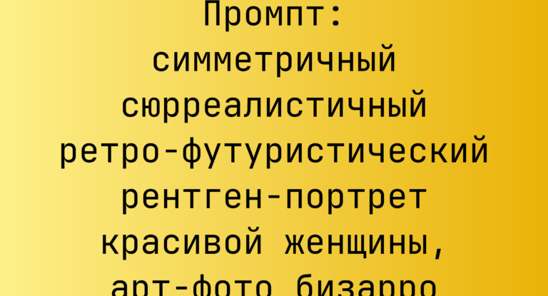 Промпт: симметричный сюрреалистичный ретро-футуристический рентген-портрет красивой женщины, арт-фото бизарро