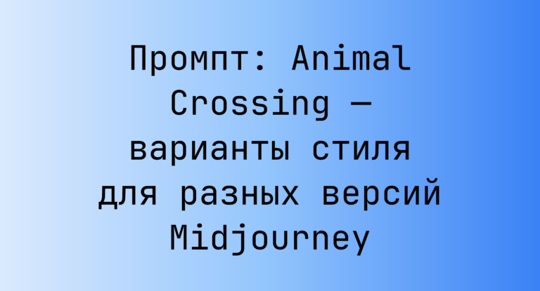 Промпт: Animal Crossing — варианты стиля для разных версий Midjourney