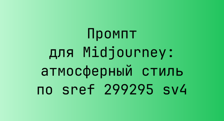 Промпт для Midjourney: атмосферный стиль по sref 299295 sv4