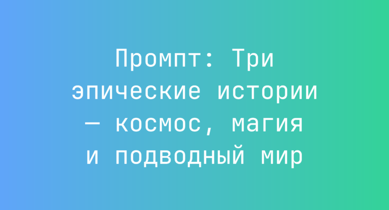 Промпт: Три эпические истории — космос, магия и подводный мир
