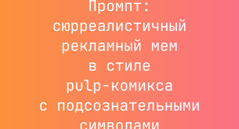 Промпт: сюрреалистичный рекламный мем в стиле pulp-комикса с подсознательными символами