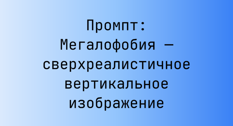 Промпт: Мегалофобия — сверхреалистичное вертикальное изображение
