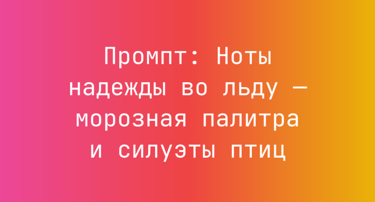 Промпт: Ноты надежды во льду — морозная палитра и силуэты птиц