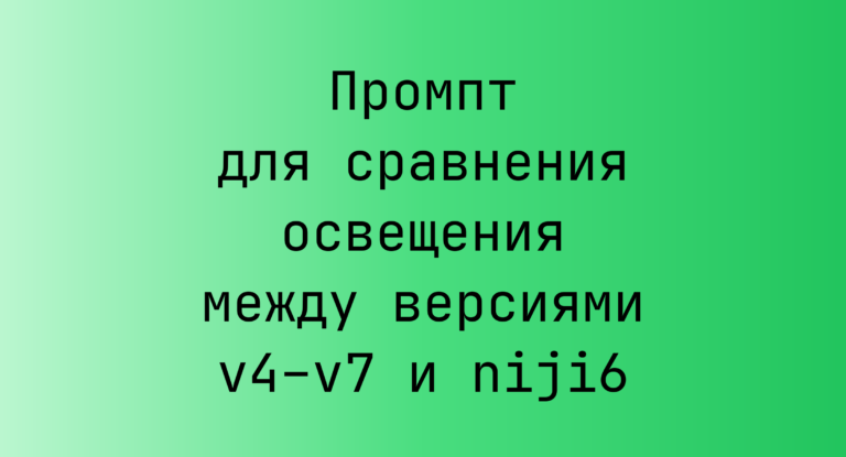 Промпт для сравнения освещения между версиями v4–v7 и niji6