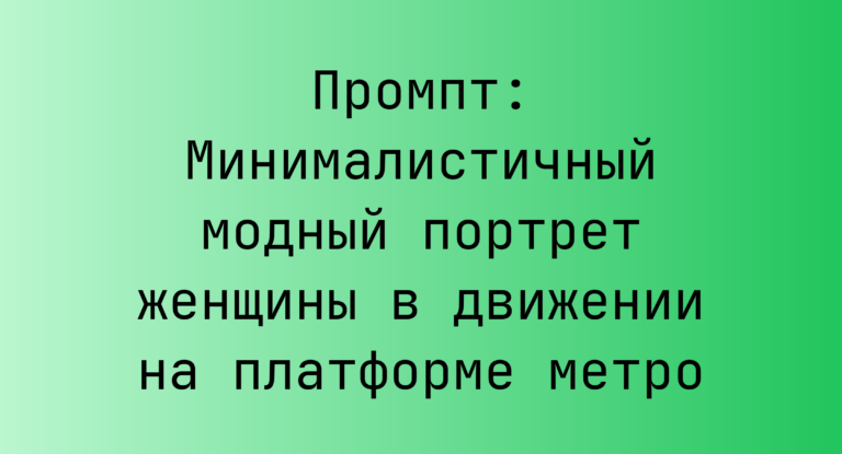Промпт: Минималистичный модный портрет женщины в движении на платформе метро