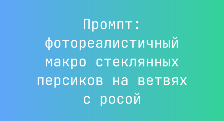 Промпт: фотореалистичный макро стеклянных персиков на ветвях с росой