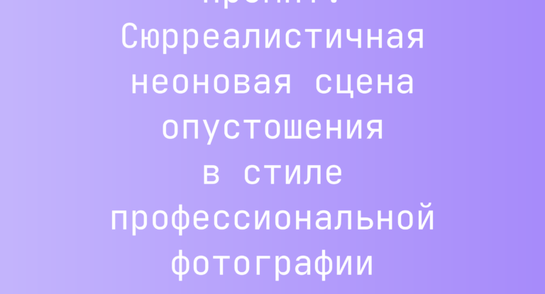 Промпт: Сюрреалистичная неоновая сцена опустошения в стиле профессиональной фотографии для техно-обложки