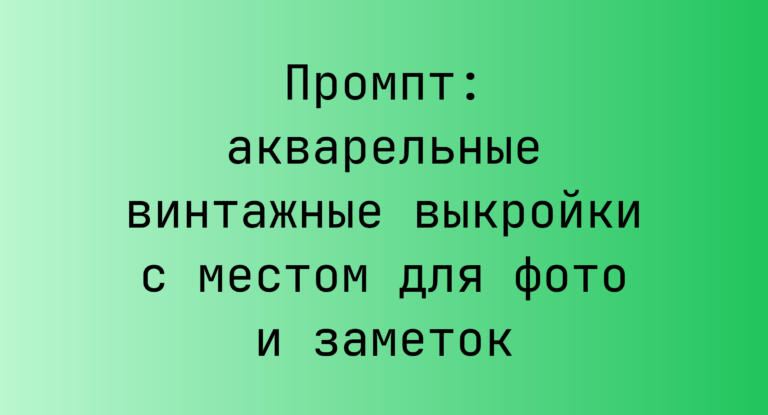 Промпт: акварельные винтажные выкройки с местом для фото и заметок