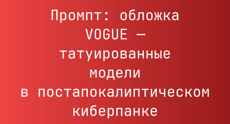 Промпт: обложка VOGUE — татуированные модели в постапокалиптическом киберпанке