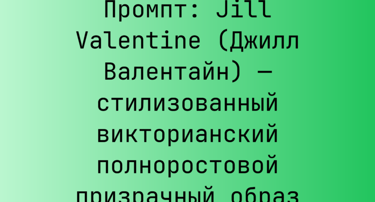 Промпт: Jill Valentine (Джилл Валентайн) — стилизованный викторианский полноростовой призрачный образ