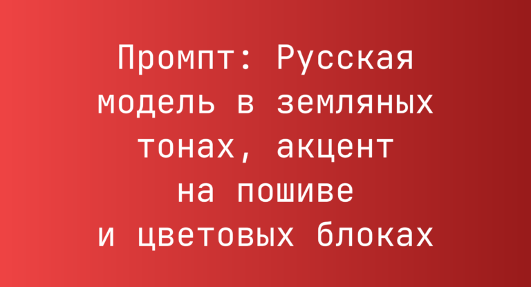Промпт: Русская модель в земляных тонах, акцент на пошиве и цветовых блоках