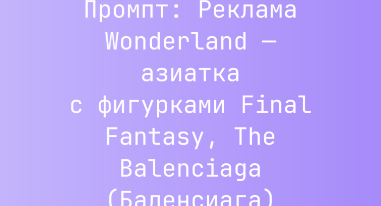 Промпт: Реклама Wonderland — азиатка с фигурками Final Fantasy, The Balenciaga (Балeнсиага)
