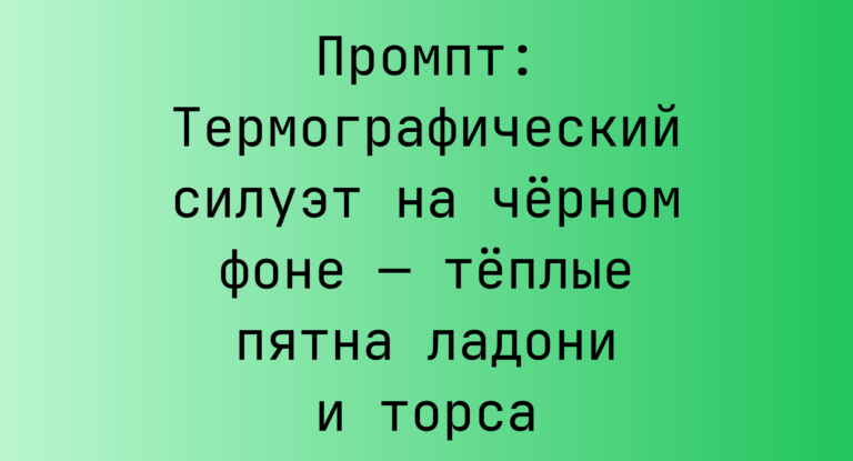 Промпт: Термографический силуэт на черном фоне — теплые пятна ладони и торса
