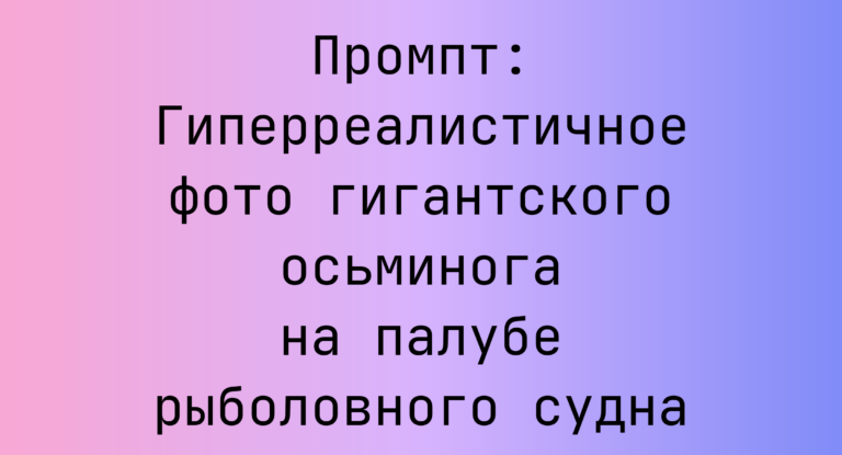 Промпт: Гиперреалистичное фото гигантского осьминога на палубе рыболовного судна