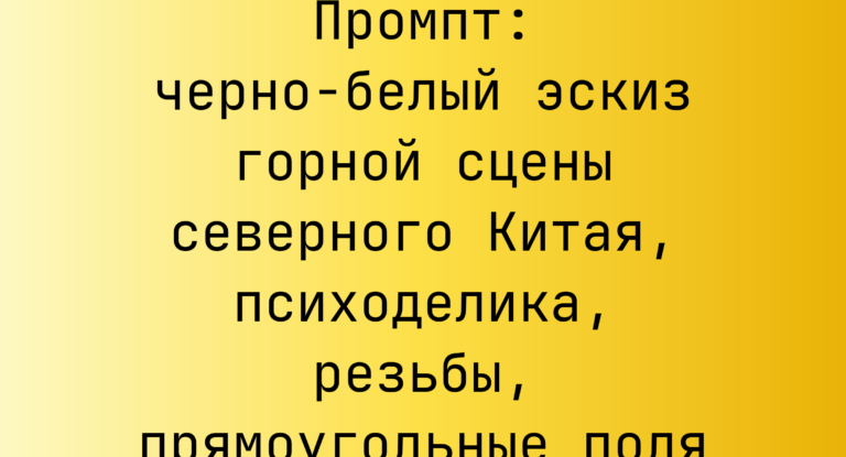 Промпт: черно-белый эскиз горной сцены северного Китая, психоделика, резьбы, прямоугольные поля