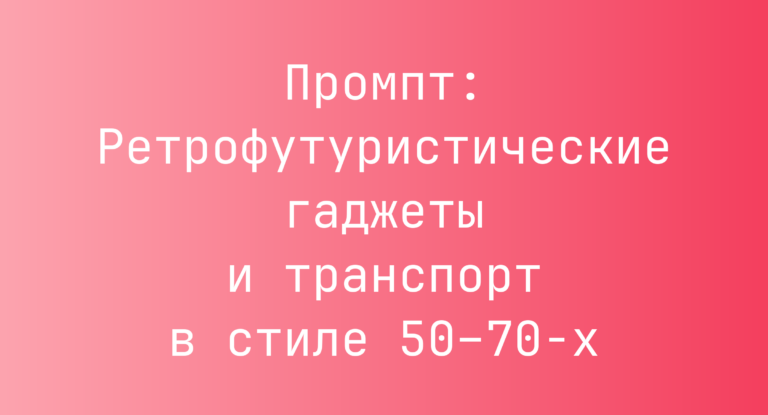 Промпт: Ретрофутуристические гаджеты и транспорт в стиле 50–70-х