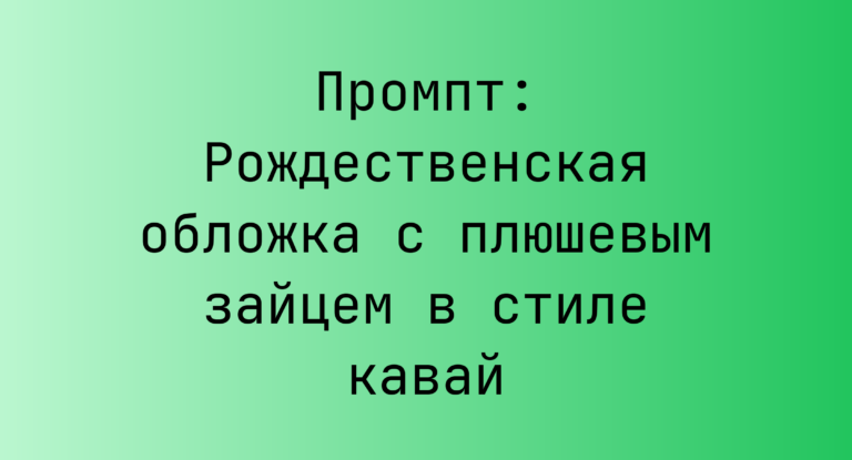 Промпт: Рождественская обложка с плюшевым зайцем в стиле кавай